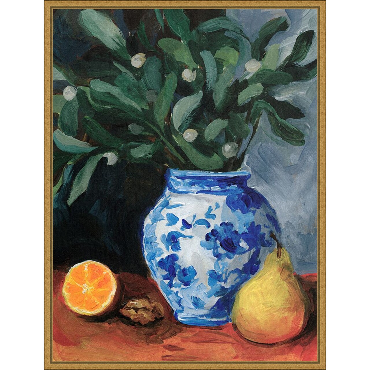 Ginger Jar with Winter Berries I by Victoria Barnes Framed Canvas Wall Art